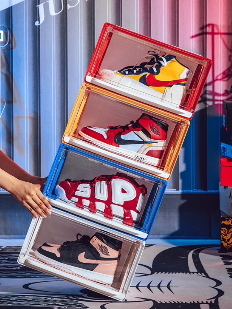 

AJ Storage Shoe Box Multifunctional High-end Drawer Type Plastic Transparent Shoe Box Large Thick Stackable Color Storage Box