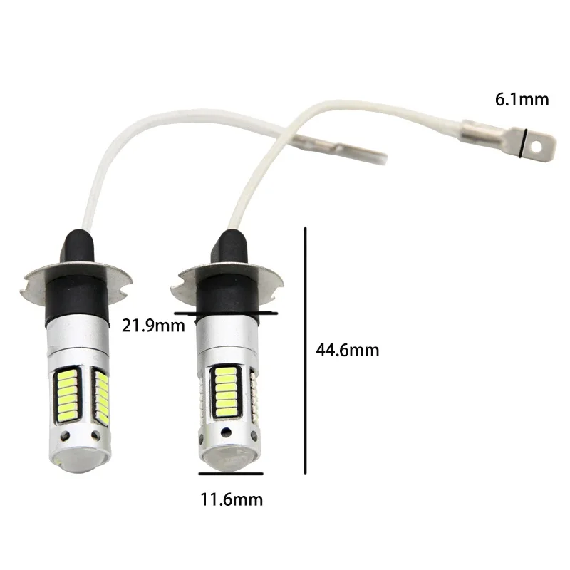 

2pcs High Power White 30-SMD 4014 H3 LED Replacement Bulbs For Car Fog Lights, Daytime Running Lights, DRL Lamps