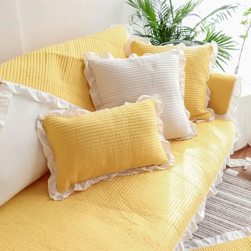 

Four Seasons Universal Sofa Cover Princess Style Cotton Corner With Lace Couch Cover L Shaped Sofa Cover For Living Room