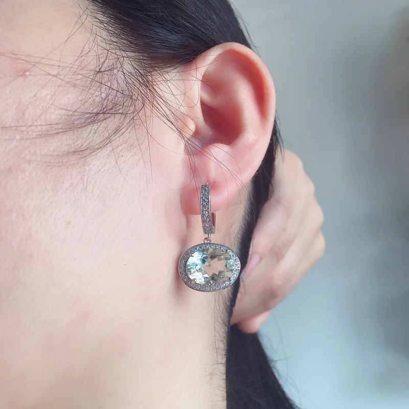 Набор ювелирных изделий CSJ из серебра 925 пробы с натуральным зеленым аметистом