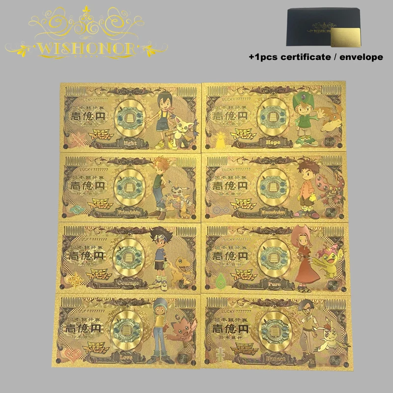 

All Styles Nice Japan Anime Banknote Sets Anime Plastic Card in 24k Gold Plated For Collection