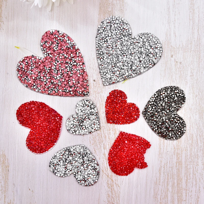 25 шт./лот кристалл в форме сердца утюг на горный хрусталь мотив аппликация из