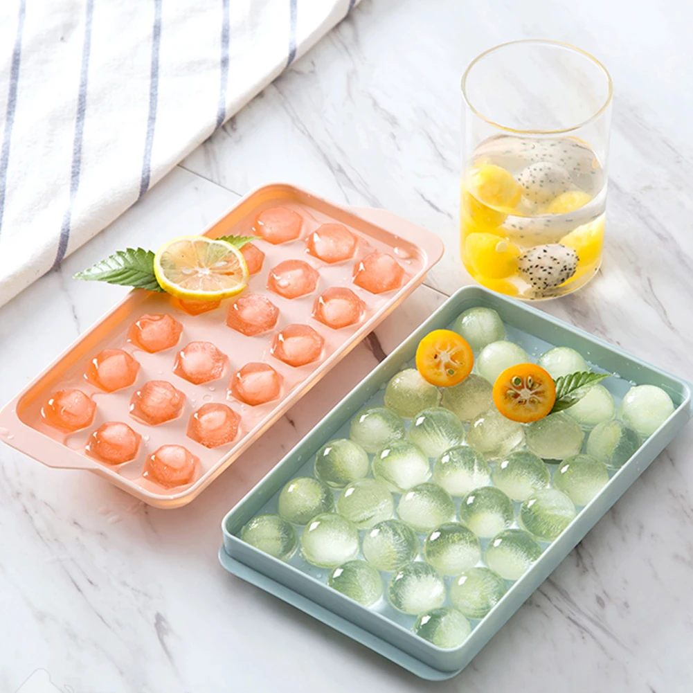 

Ice Cube Tray DIY Ice Cube Molds Round/Cone Shape Ice Cube Tray, 33/18 Cubes PP Ice Cube Mold with Lid