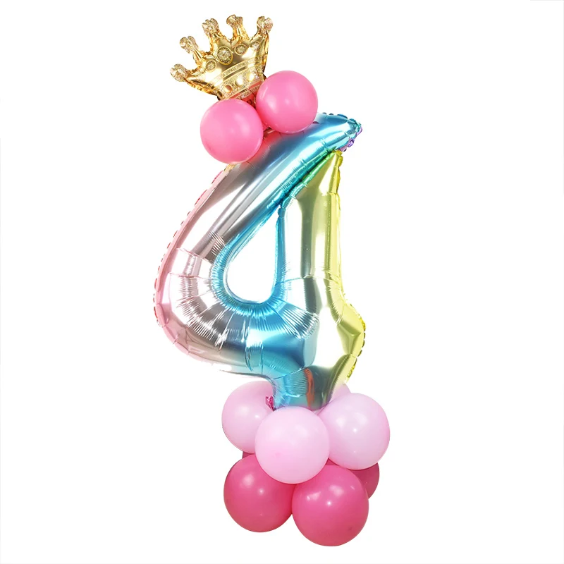 13 шт./компл. ко дню рождения всех цветов радуги номер Фольга шары Детские 1st День рождения украшения воздушные шары для свадьбы Baby Shower Декор - Цвет: B-number 4