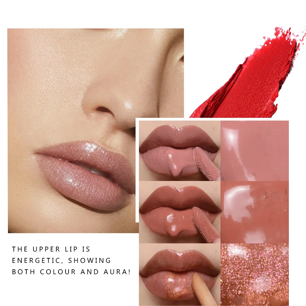 Блестящий увлажняющий пигмент витамина е для губ Матовый жидкий блеск макияж