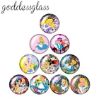 Чеширский Кот из Алисы белый кролик Disney 10 шт. 12 мм18 мм20 мм25 мм, круглый стеклянный кабошон, плоская задняя часть, ожерелье, фурнитура для изготовления