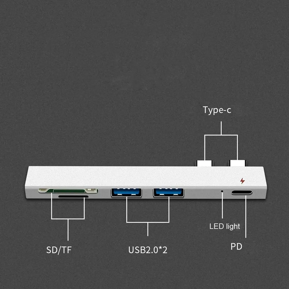 USB C концентратор двойной тип адаптер док станция с PD зарядное устройство SD/TF слот