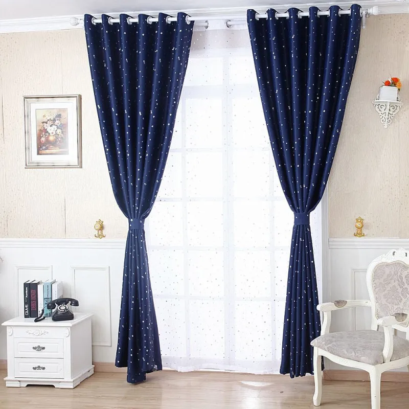 5 цветов Затемненные занавески на заказ с блестящими звездами для детей