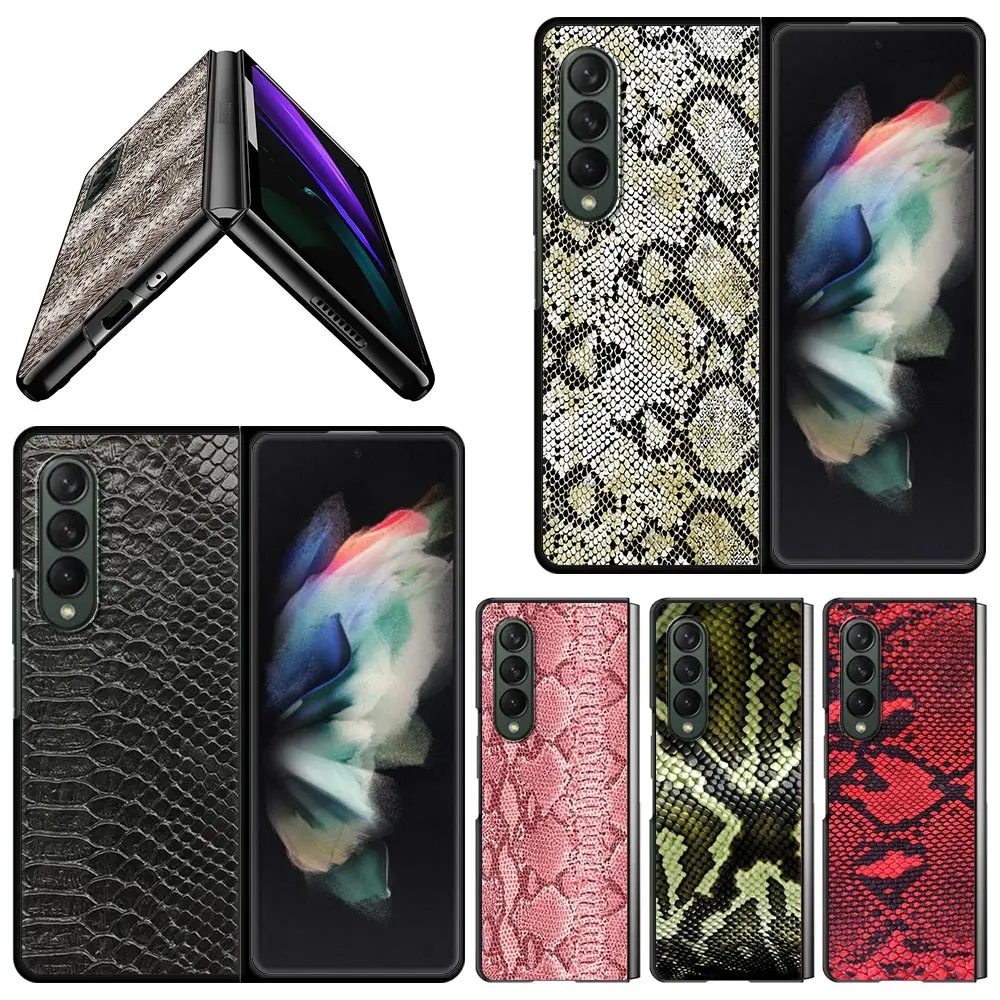 

Phone Case for Samsung Galaxy Z Fold3 5G Case Hard Plastic Slim Phone Case For Galaxy Z Fold3 Cover GG Snake Skin Pattern