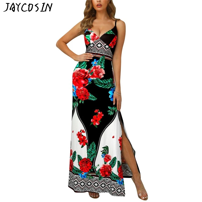 JAYCOSIN новинка 2019 красивые платья модные женские с v-образным вырезом без рукавов