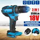 Электрическая дрель BLMIATKO 3 в 1, 350 нм, 13 мм, беспроводная ударная дрель, молоток, отвертка светодиодный светильник кой для батареи Makita 18 в