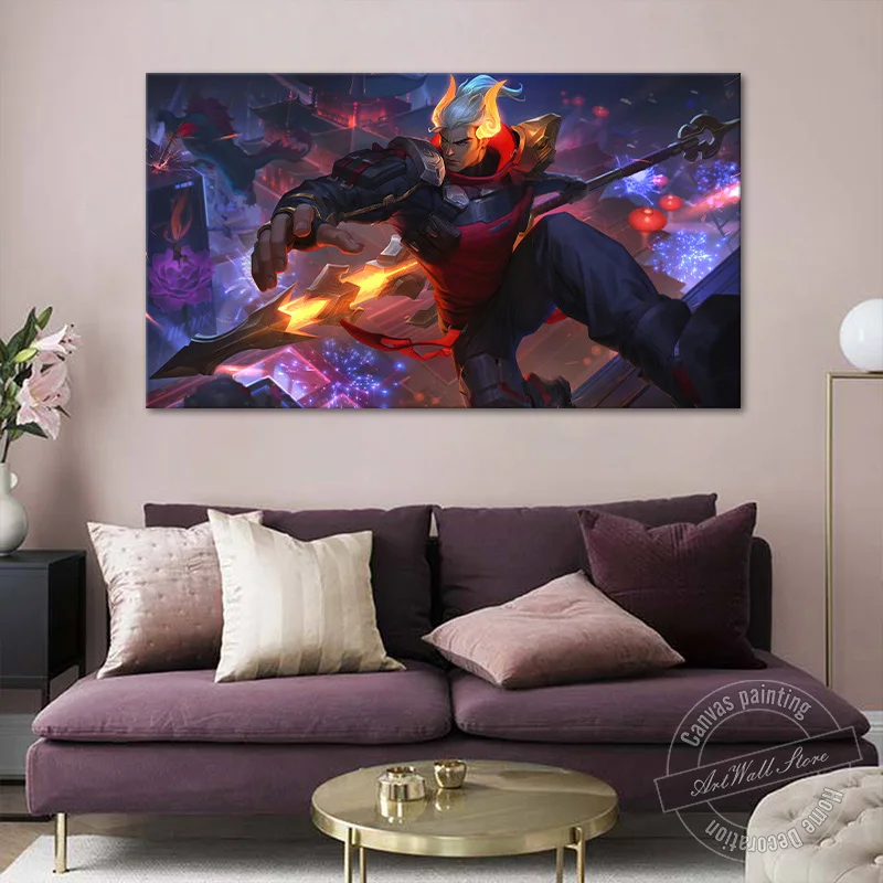 

LOL Game Poster Jarvan IV The Exemplar of Demacia League of Legends Canvas Painting HD Print Wall Picture for Living Room Decor