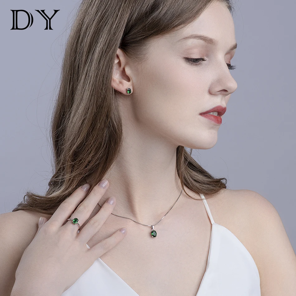 DY 925 пробы серебряные серьги с морским синим фианитом изящные креативные