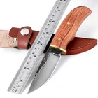 Охотничий нож KKWOLF, тактический карманный Клинок с фиксированным лезвием из высокоуглеродистой стали с ручкой из розового дерева, для выживания, кемпинга