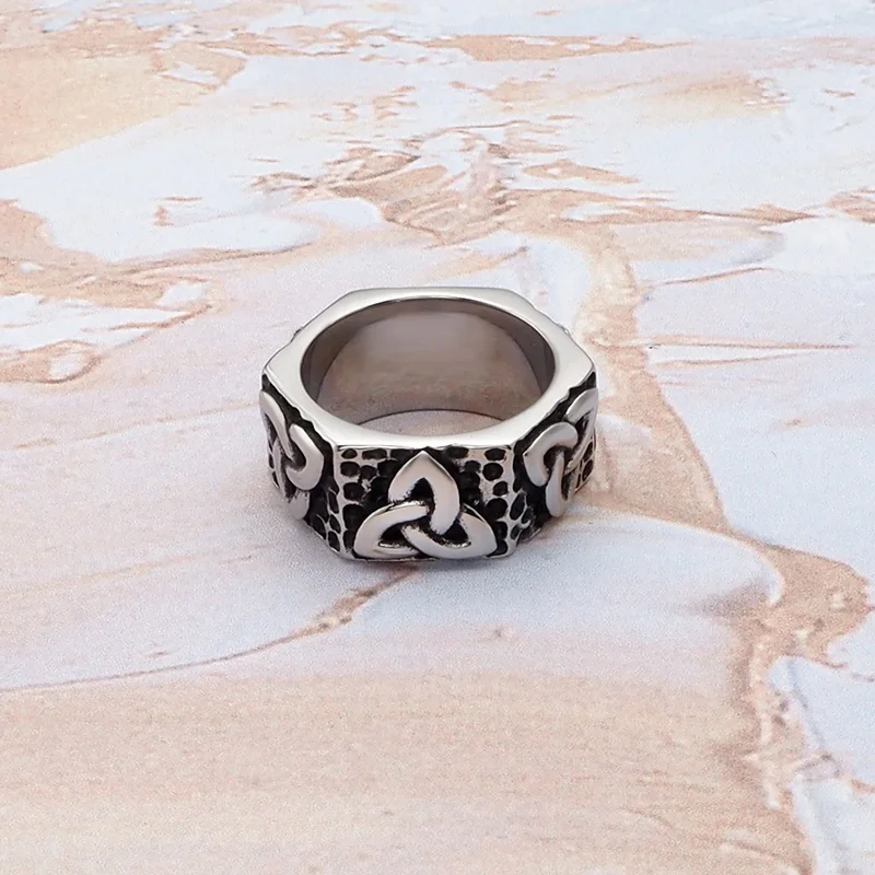 

Hexagon Screw Celtics Knot Triangle Nordic Symbol Ring Stainless Steel Vintage Rings For Girl Boyfriend Jewelry Creativity Gift