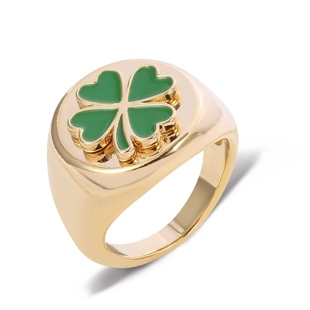 

Glazed Daisy Tulip Ring Female Fashion Punk Metal Clover Flower Gold Rings Index Finger Ring Tail Ring for Women Jewelry 2021