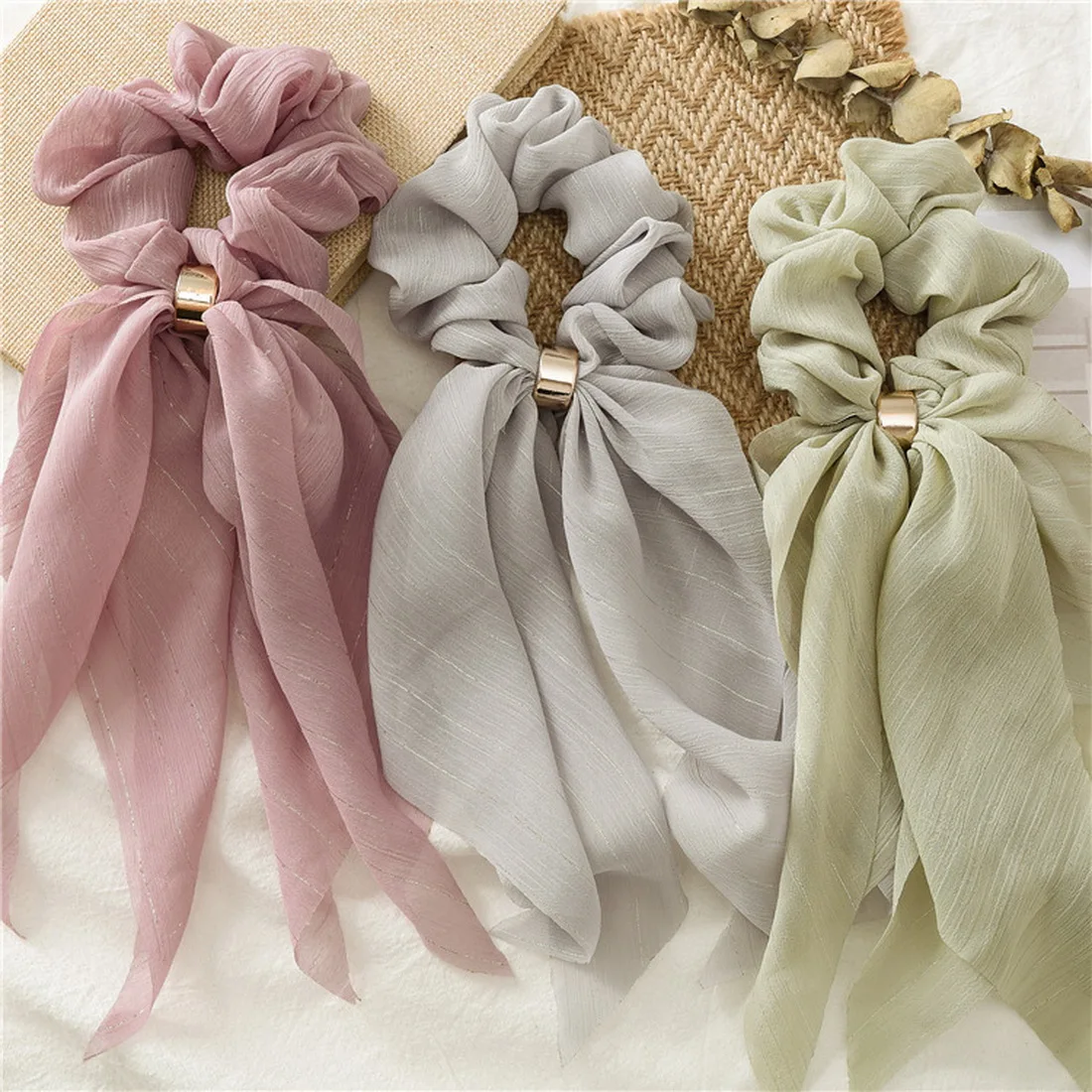 

Candy Color Women Hair Scrunchie Bows Ponytail Holder Hairband Bow Knot Scrunchy Girls Hair Floral Ties Hair Accessories