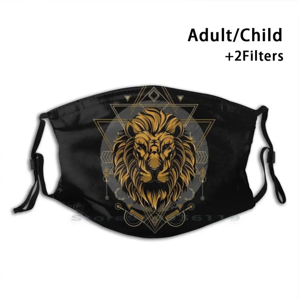 

Lion / Urban Streetwear / Lion And Ornaments Print Reusable Pm2.5 Filter DIY Mouth Mask Kids Lion Golden Lion White Lion Angry