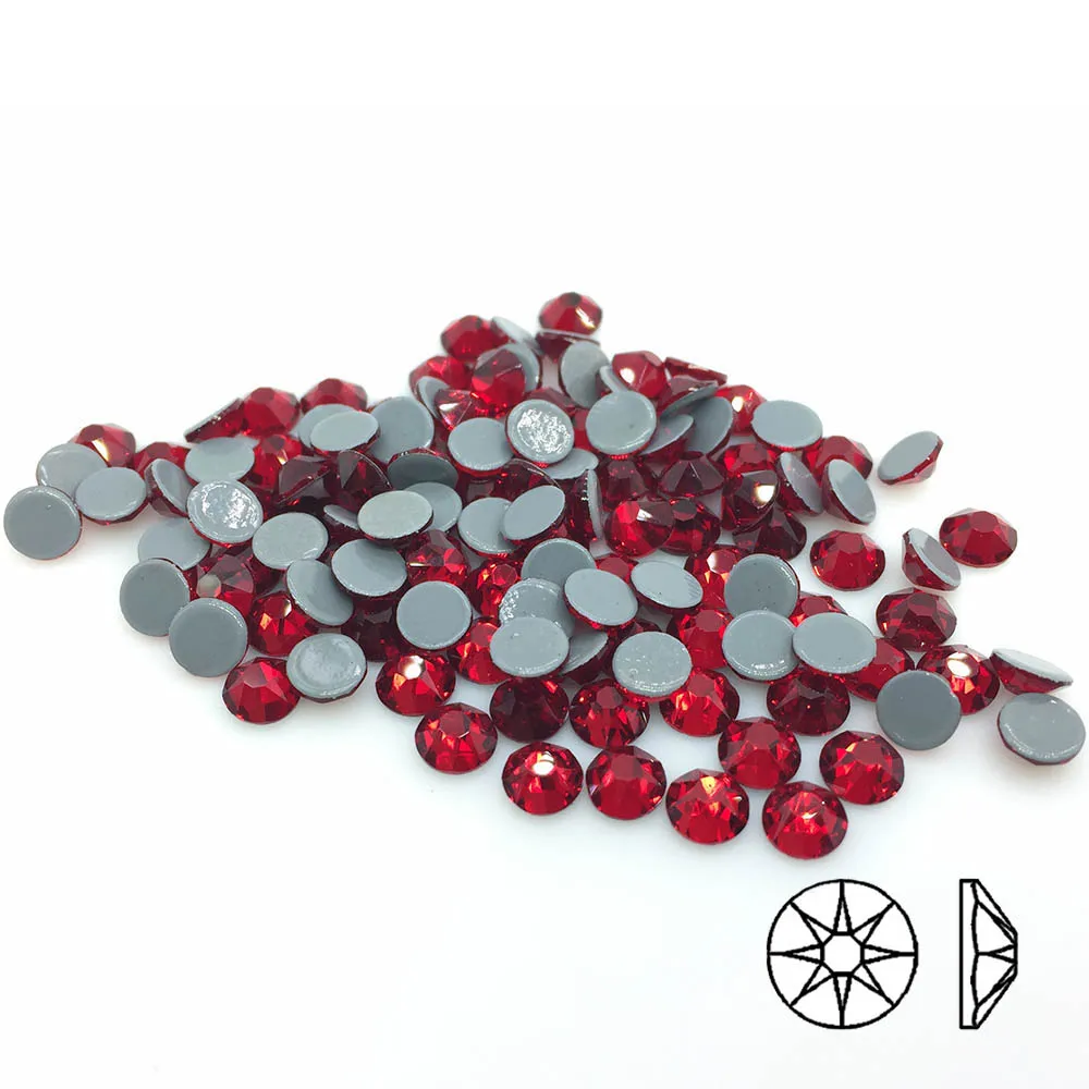 

Color Siam New Cut Facets 8 big 8 small SS16-SS30 Hotfix Rhinestones for Clothing Strass Gem DIY Art Design