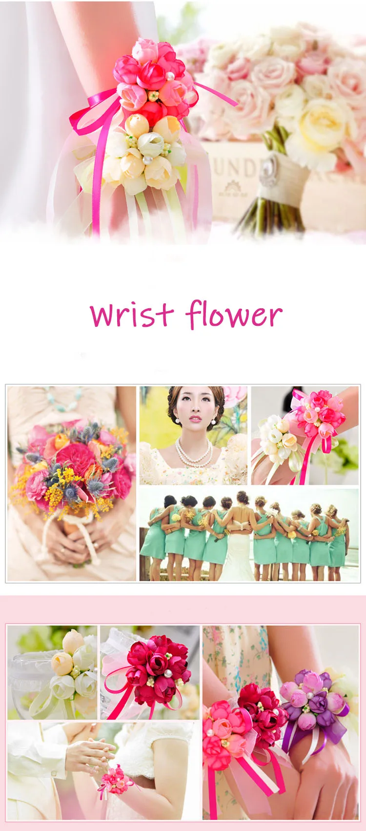 

Wrist Flowers Silk Artificial Flower Party Wedding Ceremony Decoration Groom Bride Bridemaid Designed Wristband Hand Ornament