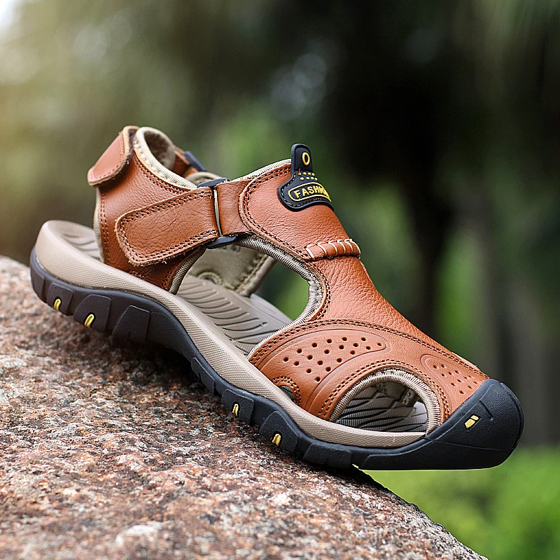 

Summer Genuine Leather Water Shoes for Men Soft High Quality Aqua Shoes Non-slip Breathable Sandals Fashion Beach Outdoor Sandal