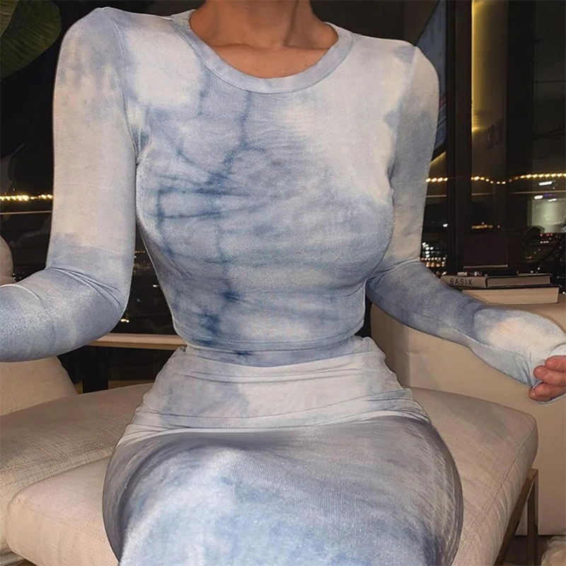 Женский комплект из 2 предметов пуловер с длинным рукавом и О-образным вырезом