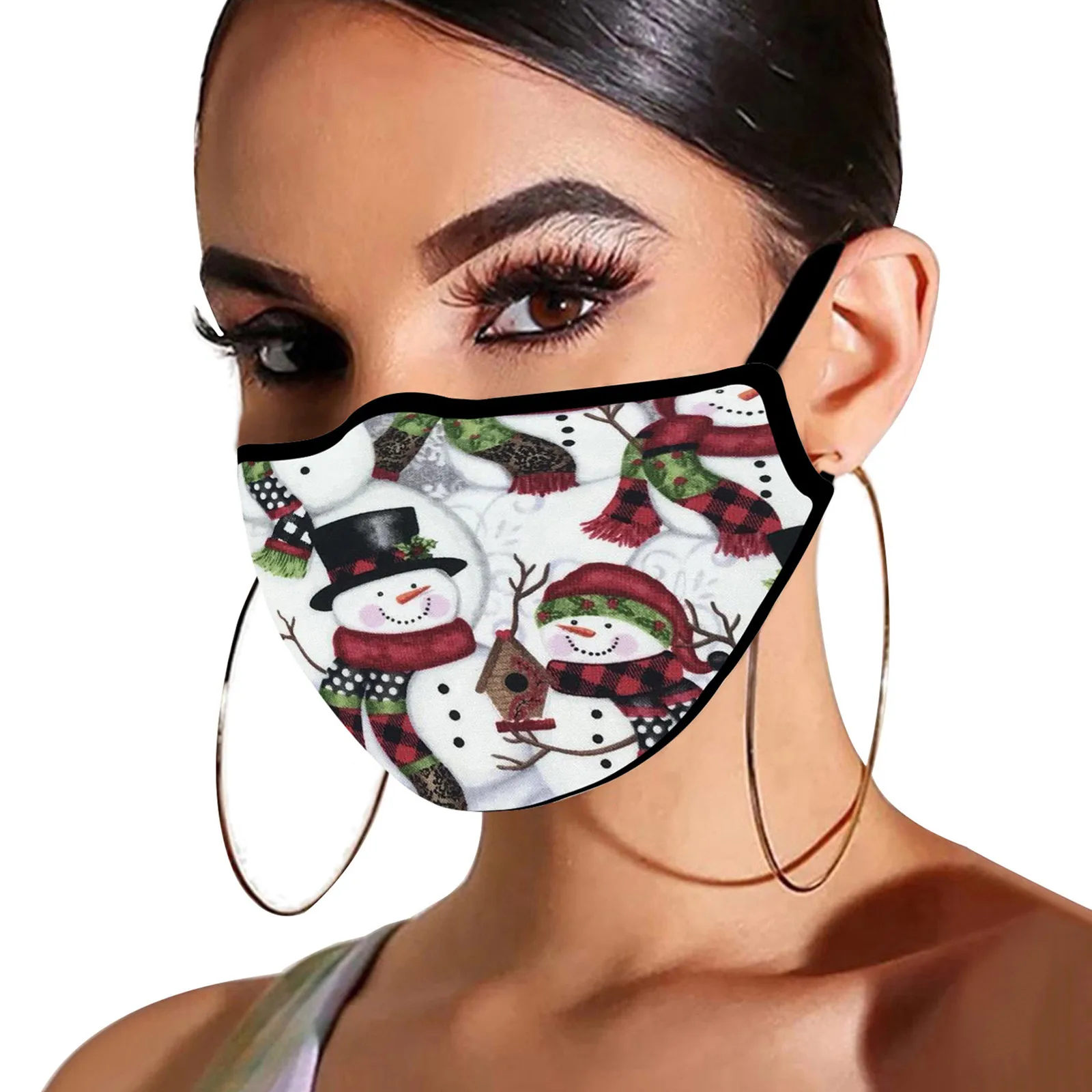 

5Pcs Christmas Adult Masks Breathable Face Mask Washable Cotton Masks kerst mondkapje Cartoon elk print Cute unique outdoor KK5