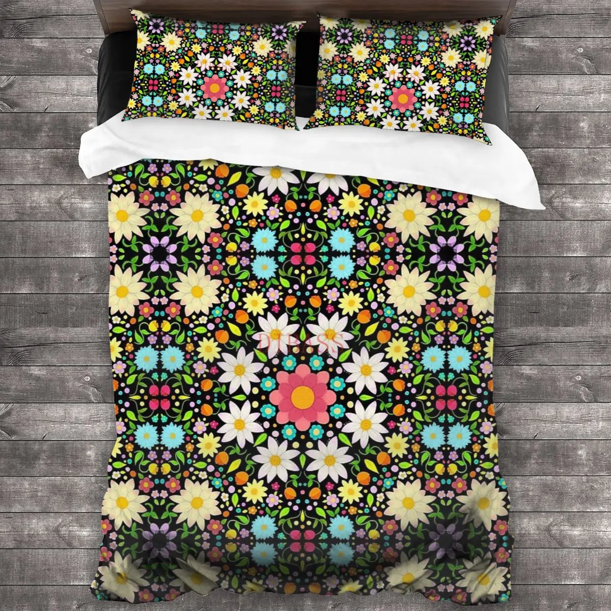 

Flower Pattern Circular Design 100%Pure Cotton Comforter Set with 2 Pillowcase,Duvet Cover Set, Bedding Sets Bed Set