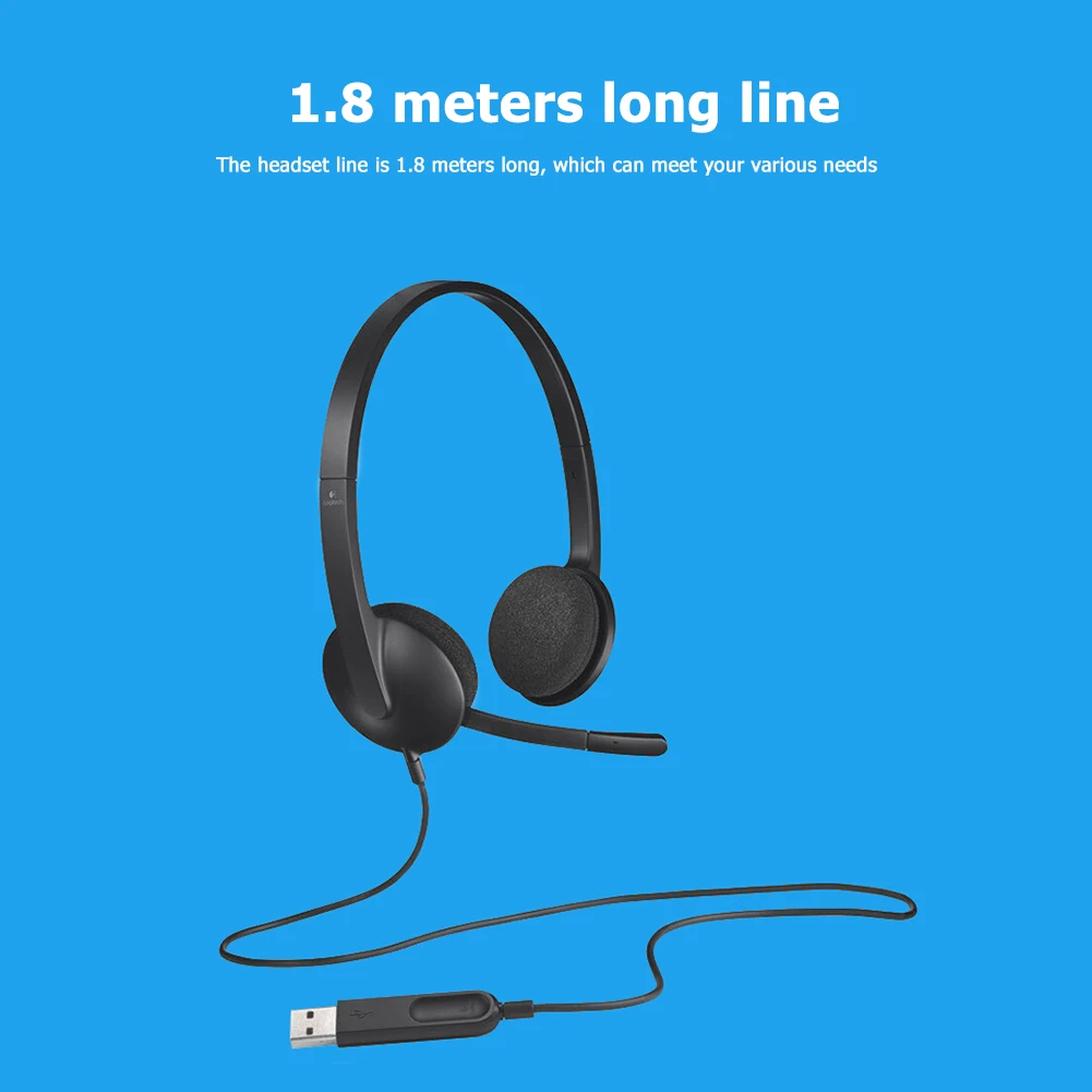 Накладные стереонаушники Logitech H340 с USB проводная гарнитура микрофоном для игровых