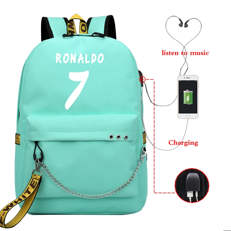 Рюкзак с USB-зарядкой для мальчиков и девочек модный школьный ранец принтом