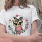 Женская футболка с забавным принтом совы, белая, с круглым вырезом