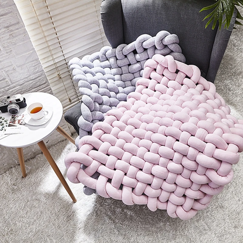 Baby Knot Braid Bumper Blanket Twist Hand-Woven Mat Infant Playing Climbing  Photo Props  Cushion Decoration For Home