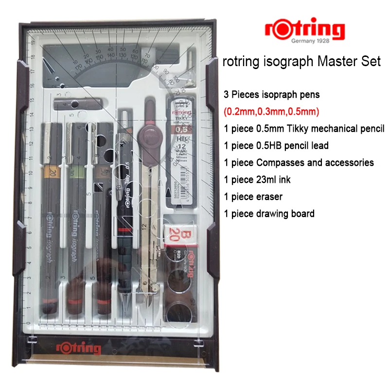 

Rotring Master Set Isograph refilled ink porous-point pen drawing tools