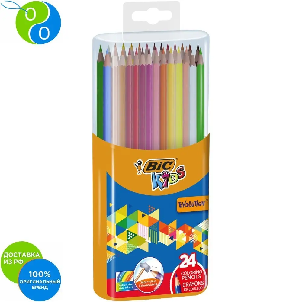Карандаши цветные BIC Kids Evolution ECOlutions Бокс х24 (набор из 24 цветов)|Цветные Карандаши| |