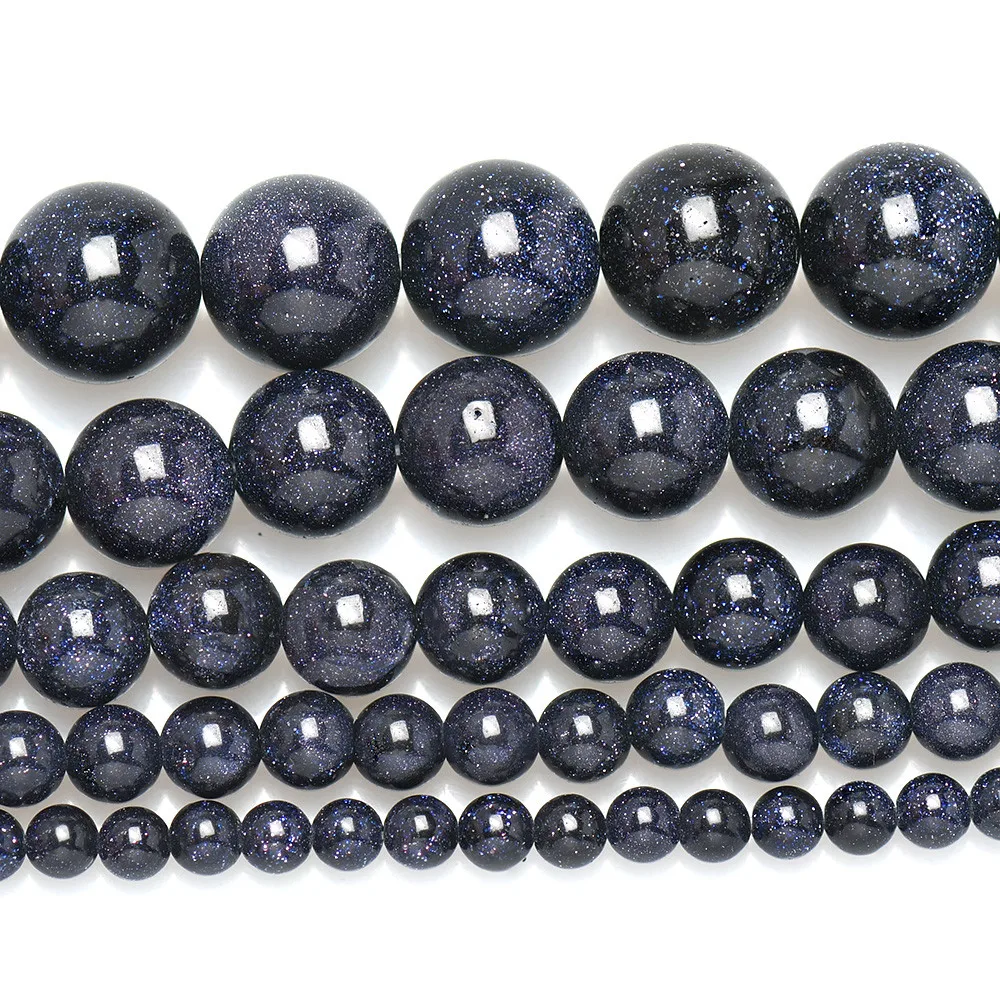 Круглые Бусины Из Натурального синего песчаника 16 дюймов нить 4 6 8 10 мм выберите