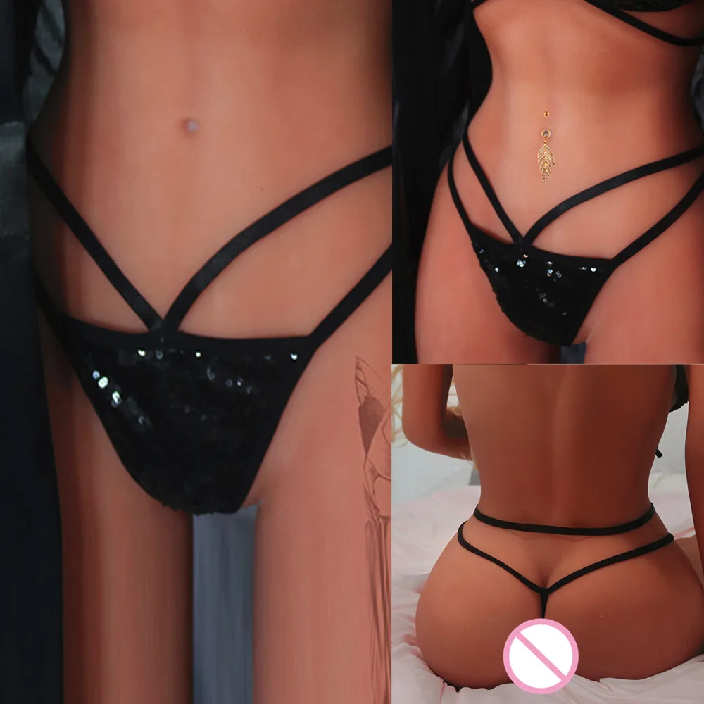 Топ Связывание Сексуальное белье с блестками стринги женские Женское нижнее