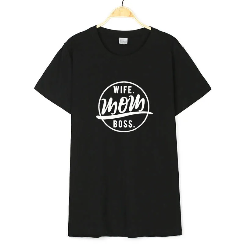 Женская футболка с надписью Mom Boss Модная хлопковая коротким рукавом Повседневная