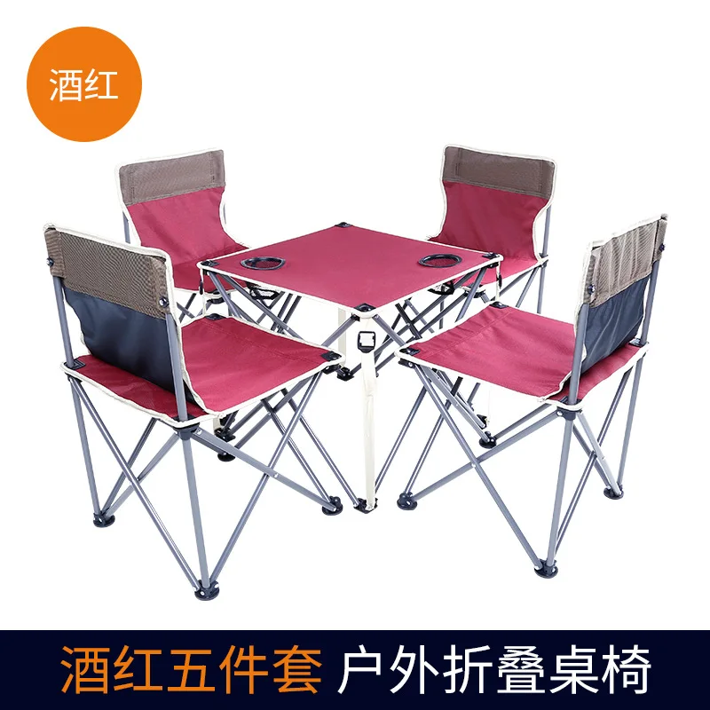 Fiyat Açık Kendi Kendine Sürüş Seyahat Piknik Yemek Masaları Ve Sandalye Seti Beş Parçalı Taşınabilir Kamp Açık Katlanır Masa Seti