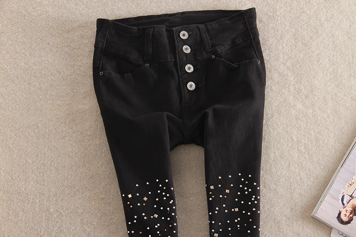 Новинка 2020 эластичные Популярные тонкие брюки-карандаш из денима с высокой