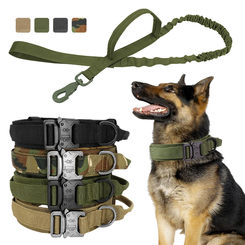 

Military Tactical Dog Collars Leash Durable Nylon Dog Collar Leash German Shepard Medium Large Dog Collars For Walking Training
