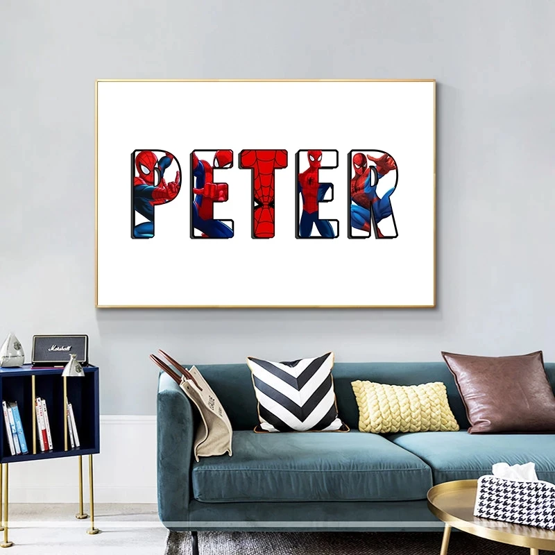 

Marvel Modular Spider Man Pictures Home Decoration Wall Art Modern NAME Word Canvas Prints Painting For Bedroom Poster No Frame
