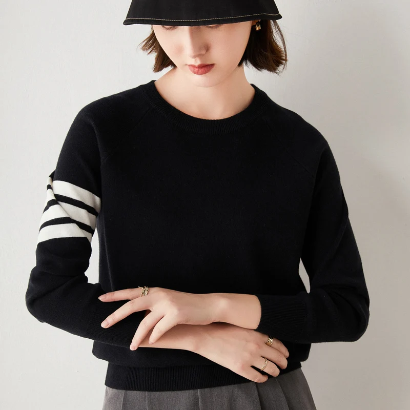 

2021 new autumn and winter women's cashmere sweater TB round neck pullover cashmere sweater four pole sweater cardigan