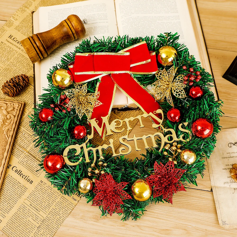 30 см Рождественский венок навесная гирлянда для передней двери праздничные