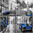 AZQSD 5D DIY Алмазная вышивка городской автомобиль мозаичное ремесло черно-белая алмазная живопись пейзаж украшение для дома