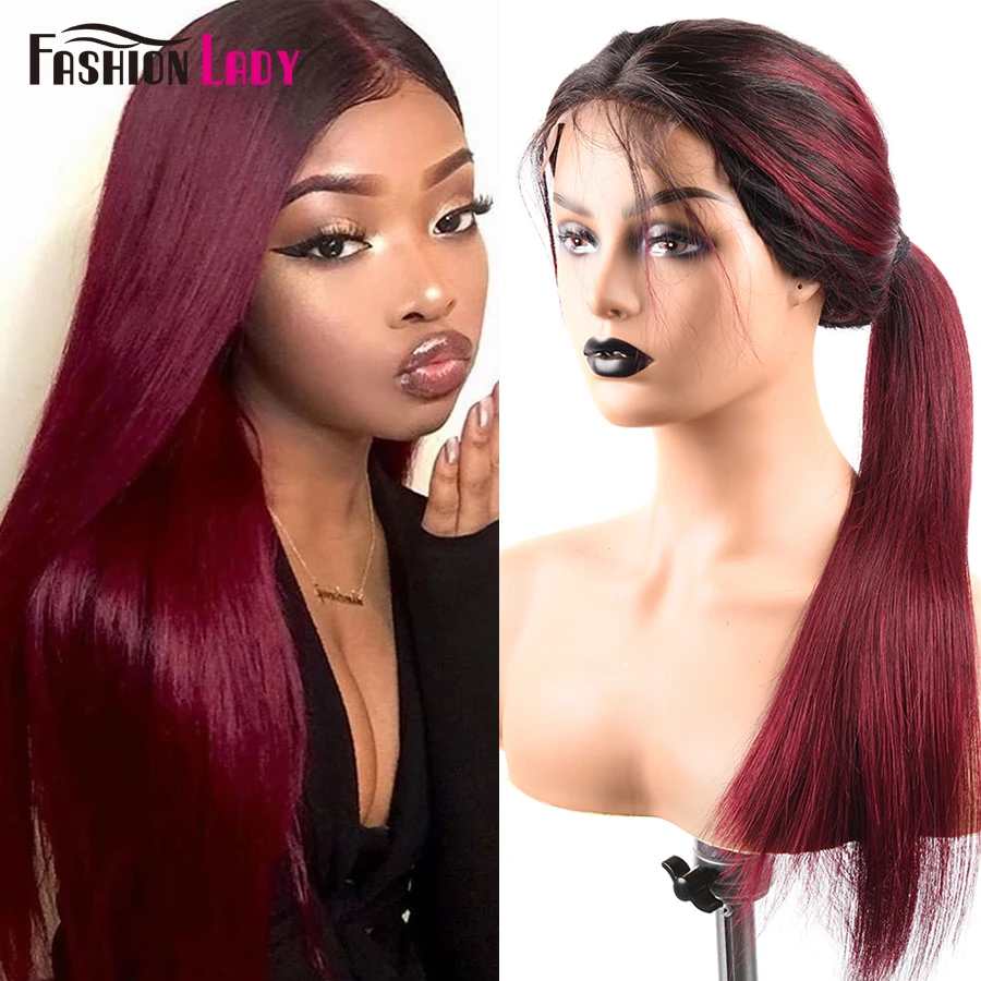 Модные женские кружевные парики предварительно окрашенные 1b 99j прямые Омбре