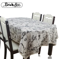 booksew map pattern rectangular tablecloth thick cover linen with lace dining table cloth for wedding party mantel home decor