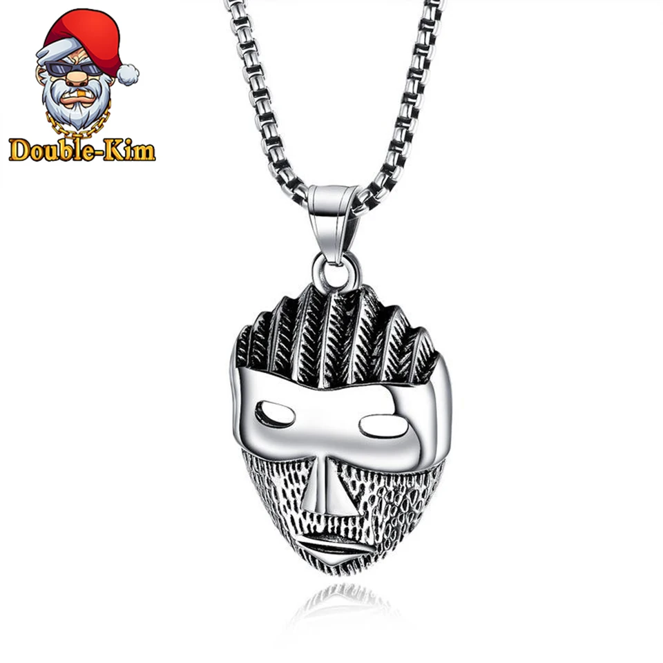 Маска мужское ожерелье хип-хоп Рок уличная культура титановая нержавеющая сталь