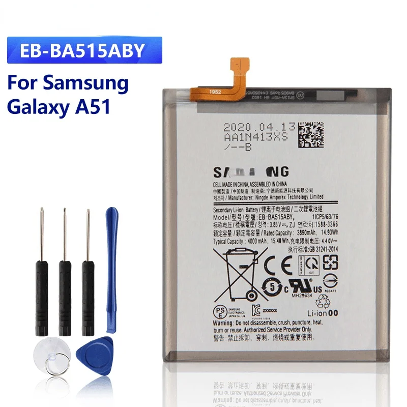 

Оригинальная запасная аккумуляторная батарея для Samsung Galaxy A51 EB-BA515ABY/DSM подлинные Аккумуляторы для телефона 4000 мАч