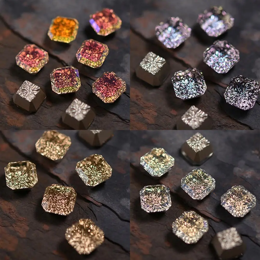 

Beautify Nails DIY Cube Shape Glitter Glass 3D Rhinestone Nail Art Fashion High Quality Nail Beads Cube Fingernail Accessories