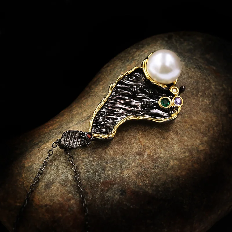 

Ajojewel Simulated Pearl Bohemian Necklace Black Golden Geometric Pendant Necklaces For Women Ladies Vintage Jewelry Fine Gift